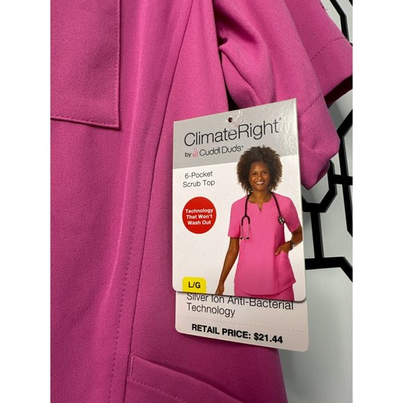 NWT Climate Right By Cuddle Duds Ladies - Stretchy Nurse Scrub Top Size Large - Picture 5 of 7